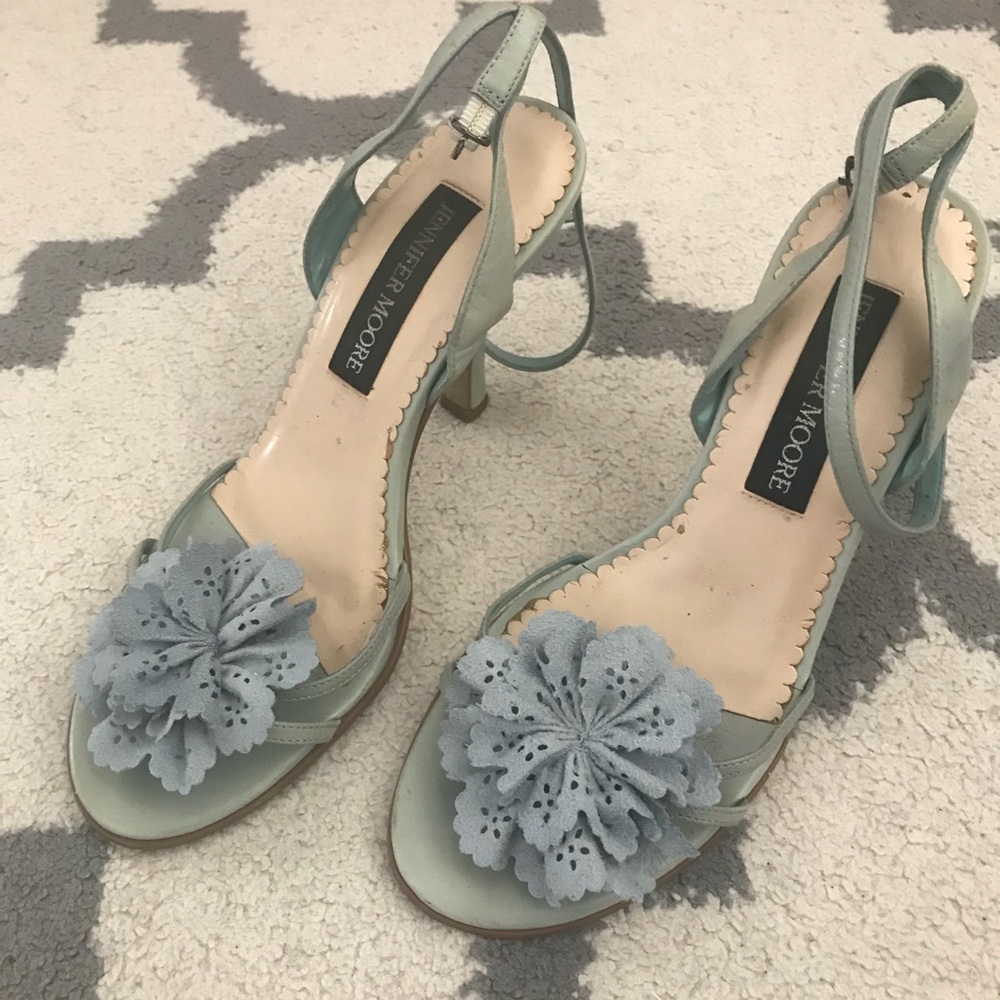 Jennifer Moore blue pastel flower heels.